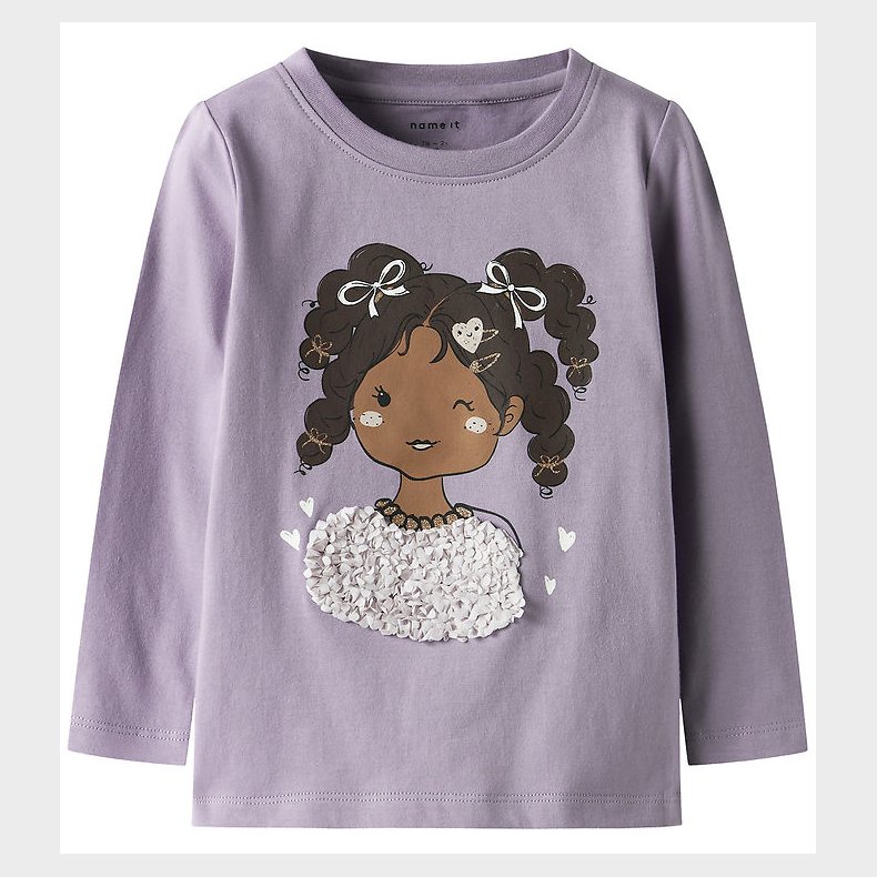 Name It Bluse - NmfTelia - Lavender Gray m. Print