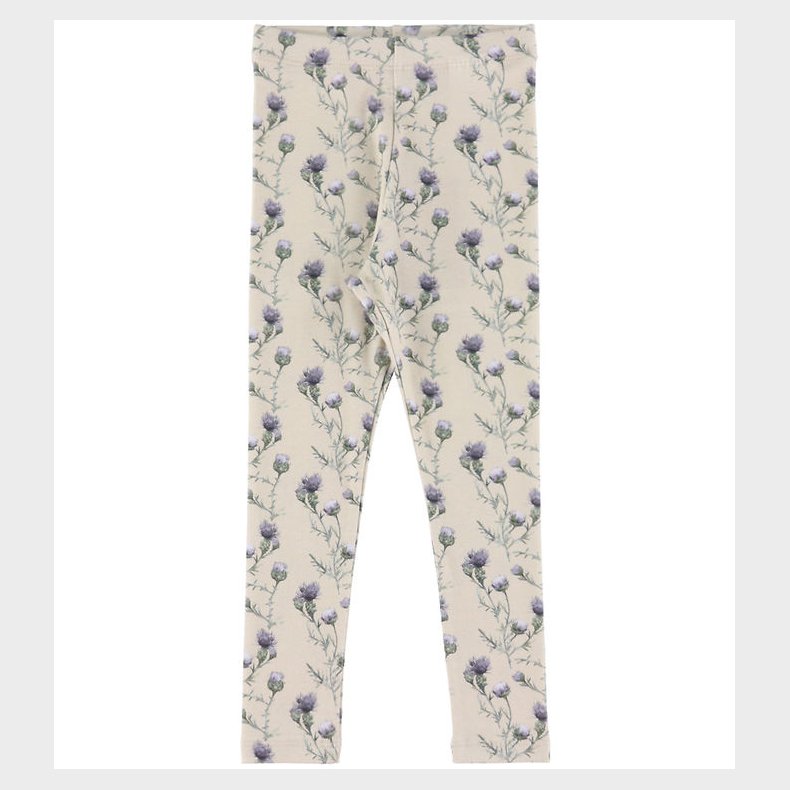 Name It Leggings - NmfTeane - Pumice Stone m. Blomster