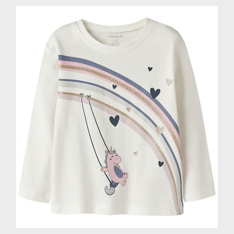 Name It Bluse - NmfValiane - Cloud Dancer/Unicorn Rainbow