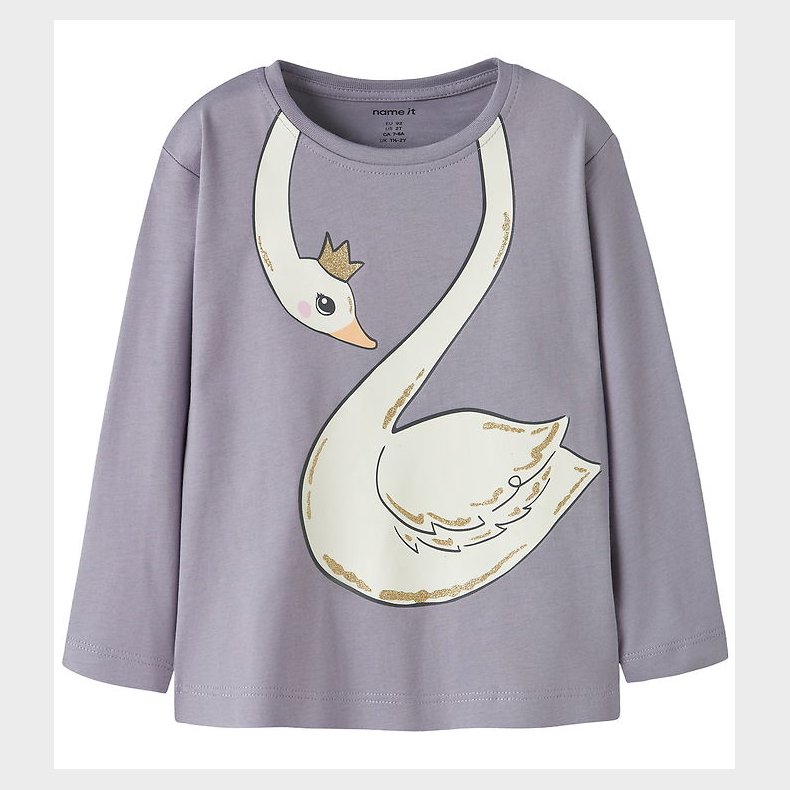 Name It Bluse - NmfValiane - Lavender Gray/Swan Princess
