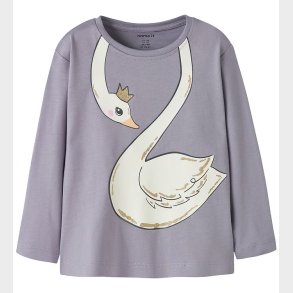 Name It Bluse - NmfValiane - Lavender Gray/Swan Princess