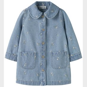 Name It Kjole - NmfPiper - Light Blue Denim/Flower Emb