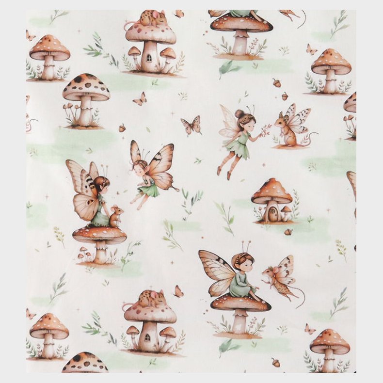 N�rgaard Madsens Senget�j - Poplin - Junior - Hvid m. Klokkeblom