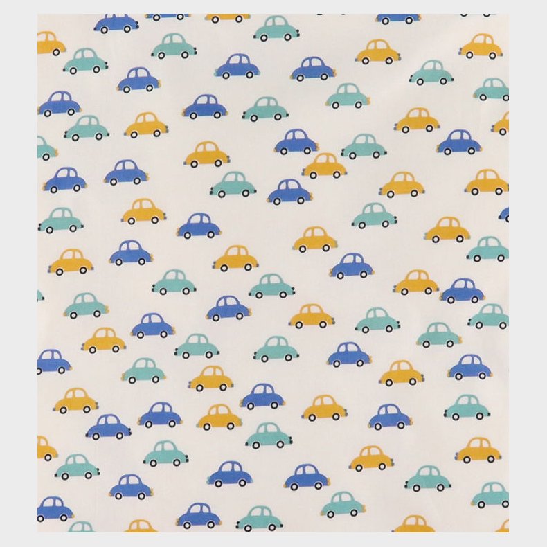 N�rgaard Madsens Senget�j - Poplin - Junior - Hvid m. Biler