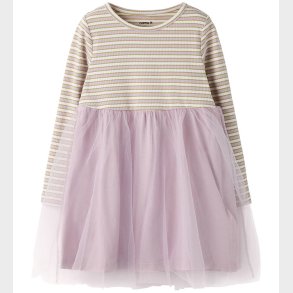 Name It Kjole - Rib/Tyl - NmfTaias - Dawn Pink/Cloud Dancer