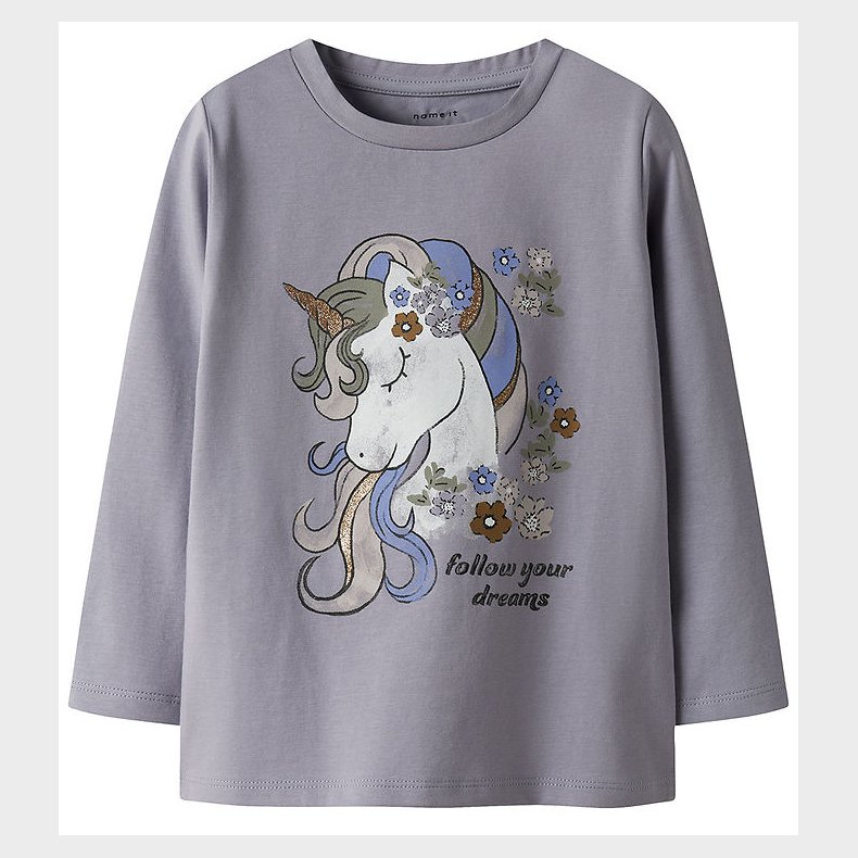 Name It Bluse - NmfTulinea - Lavender Gray m. Print