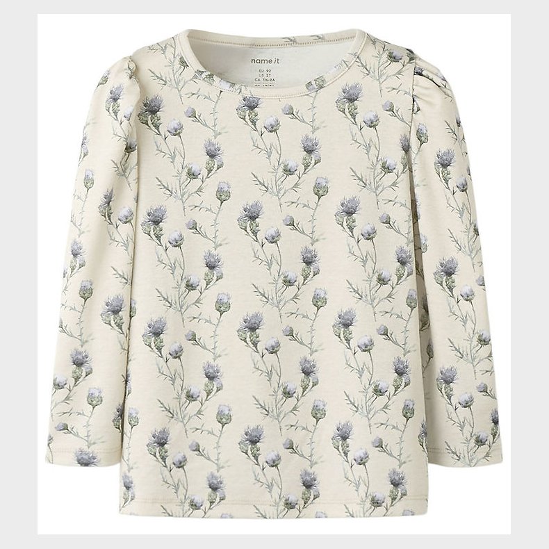 Name It Bluse - NmfTeane - Pumice Stone m. Blomster