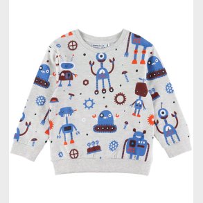 Name It Sweatshirt - NmmTino - Lysegr�meleret m. Robotter