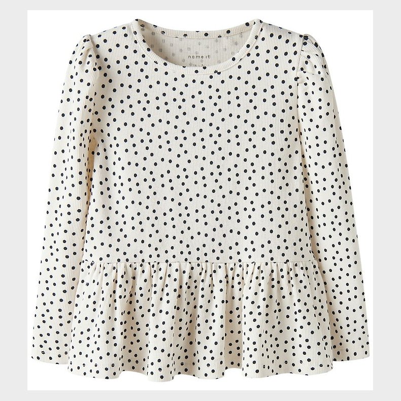 Name It Bluse - Rib - NmfTenna - Gardenia m. Prikker