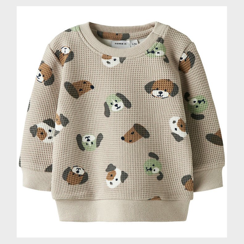 Name It Sweatshirt - Vaflet - NbmTimm - Pumice Stone m. Print