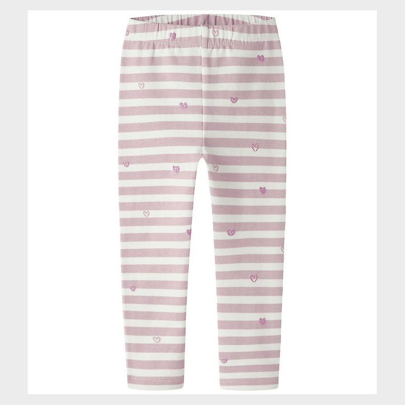 Name It Leggings - Sweat - NmfDavina - Cloud Dancer/Heart Stripe