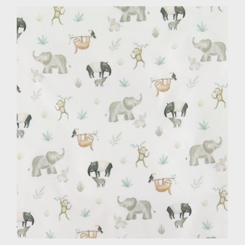 N�rgaard Madsens Senget�j - Poplin - Junior - Hvid m. Elefanter/