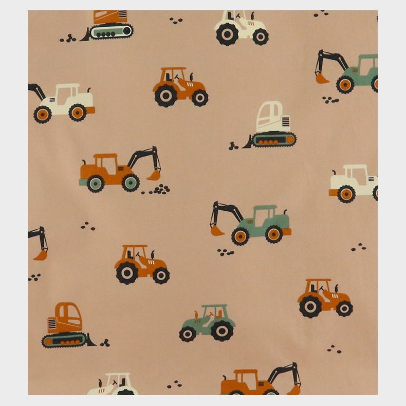 N�rgaard Madsens Senget�j - Poplin - Voksen - Sand m. Maskiner