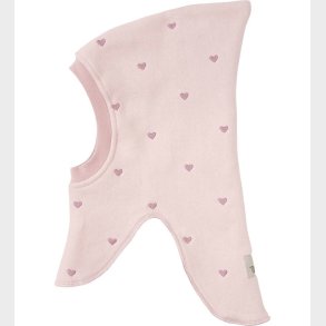 Huttelihut Elefanthue - 2-lags - Fleece - Peach Blush m. Hjerter