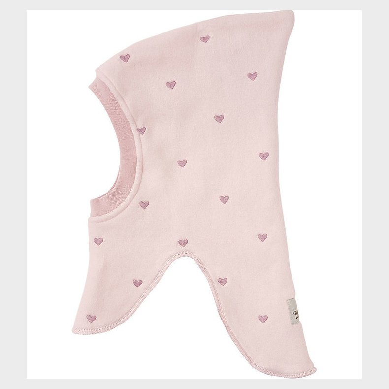 Huttelihut Elefanthue - 2-lags - Fleece - Peach Blush m. Hjerter