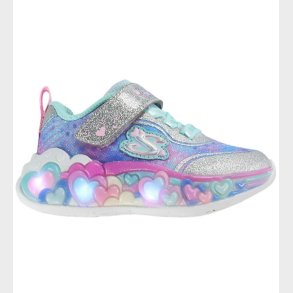 Skechers Sko m. Lys - Heart Lights - Silver/ Multi