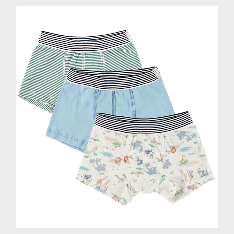 Petit Bateau Boxershorts - 3-pak - Hvid/Gr�n/Bl�