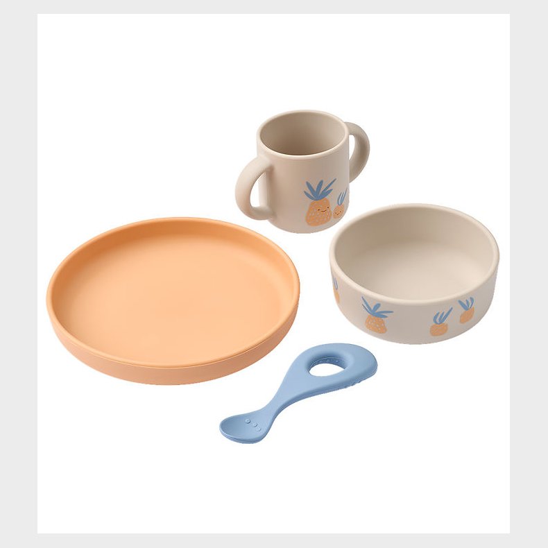 Liewood Spises�t - Silikone - Vivi - 4 dele - Pineapple/Sandy