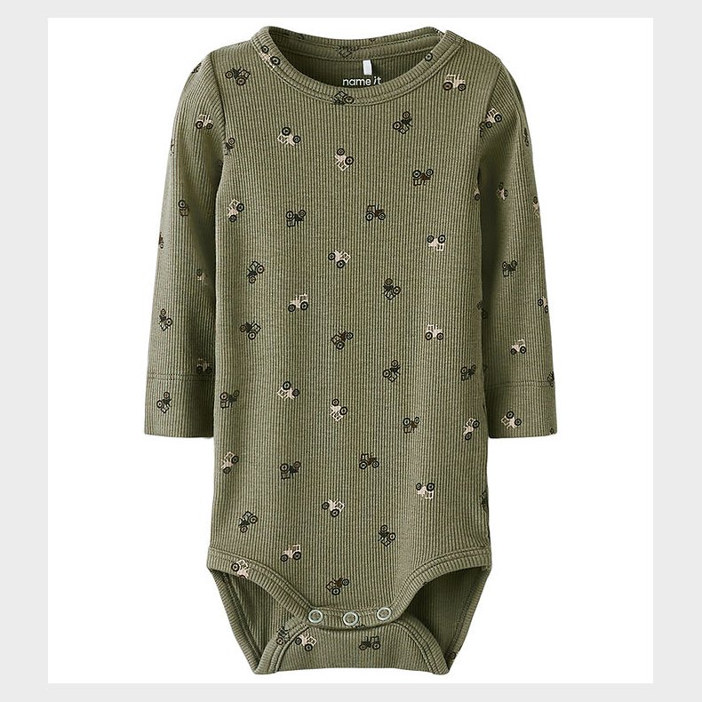 Name It Body l/� - Rib - NbmNivan - Dusty Olive m. Print