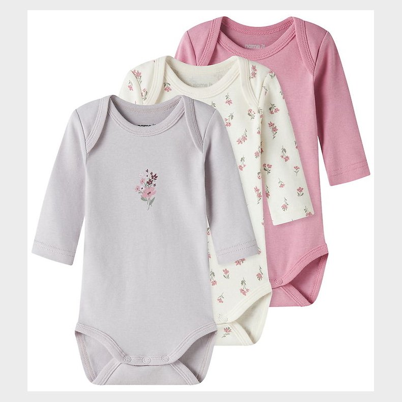 Name It Bodyer l/� - 3-pak - Noos - NbfBody - Jet Stream/w/ Lila