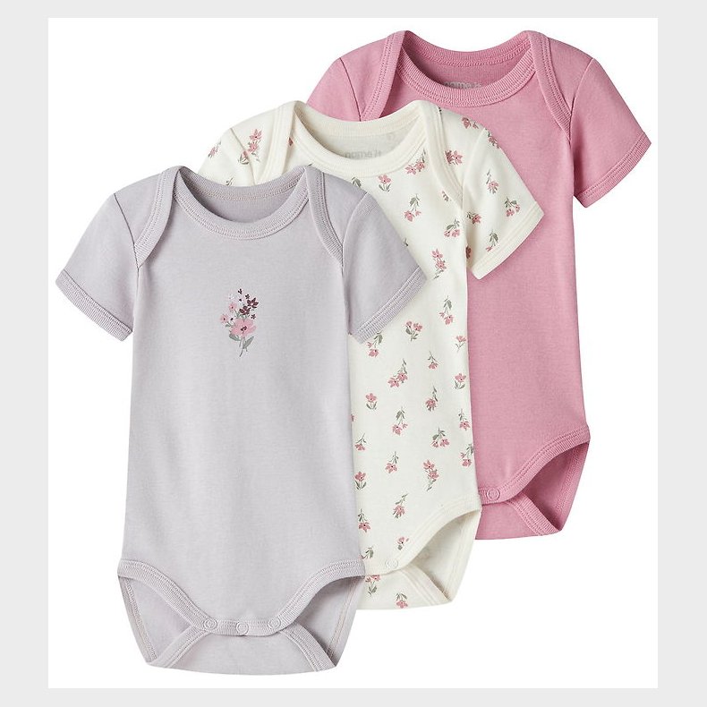 Name It Bodyer k/� - 3-pak - Noos - NbfBody - Jet Stream/w/ Lila