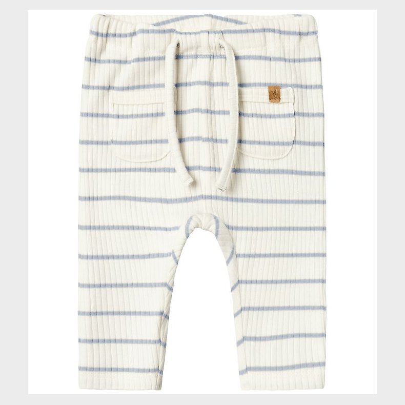 Lil' Atelier Bukser - Rib - NbmKail - Coconut Milk/Zen Blue