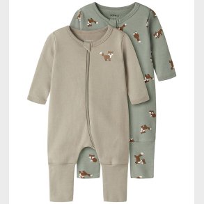 Name It Natdragt - Noos - NbmNightsuit - 2-pak - Shadow/W/Alumin