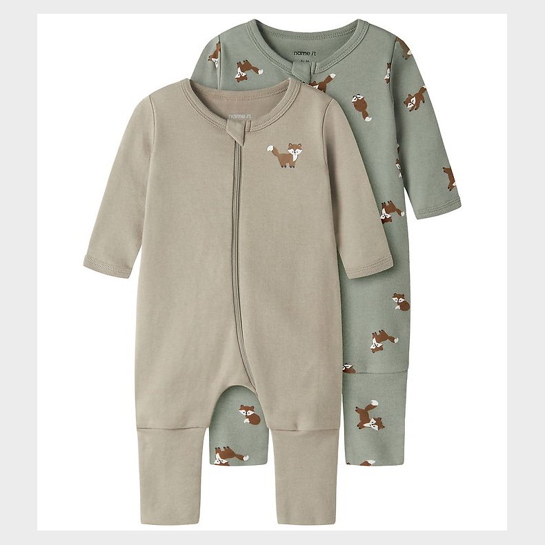 Name It Natdragt - Noos - NbmNightsuit - 2-pak - Shadow/W/Alumin