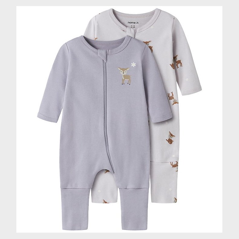 Name It Natdragt - Noos - NbfNightsuit - 2-pak - Lilac Marble/W/