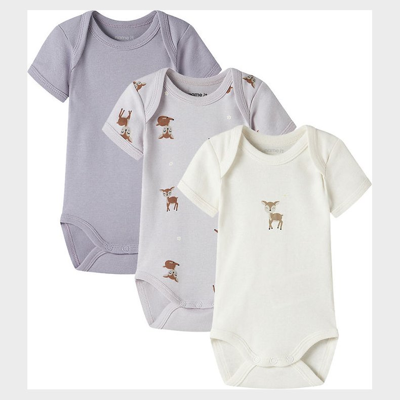 Name It Bodyer k/� - Noos - NbfBody - 3-pak - Lilac Marble/W/Jet