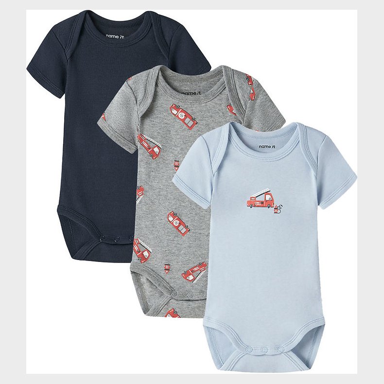 Name It Bodyer k/� - Noos - NbfBody - 3-pak - Grey Melange/W/Cas