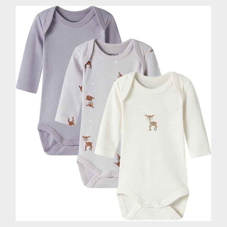 Name It Bodyer l/� - Noos - NbfBody - 3-pak - Lilac Marble/W/Jet