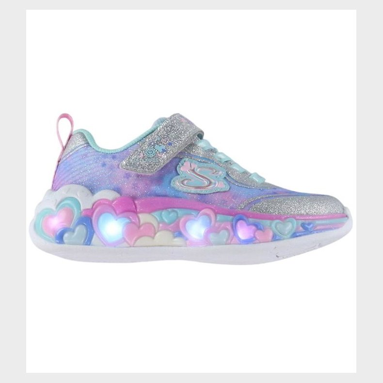Skechers Sko - Heart Lights - Silver/Multi