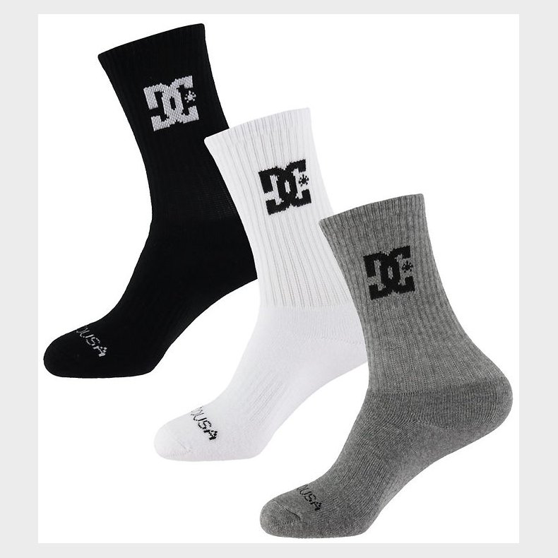 DC Shoes Str�mper - Crew 3-pak - Sort/Hvid/Gr�