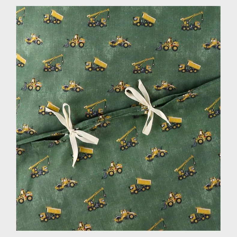 N�rgaard Madsens Senget�j - Baby - Gr�n m. Arbejdsmaskiner