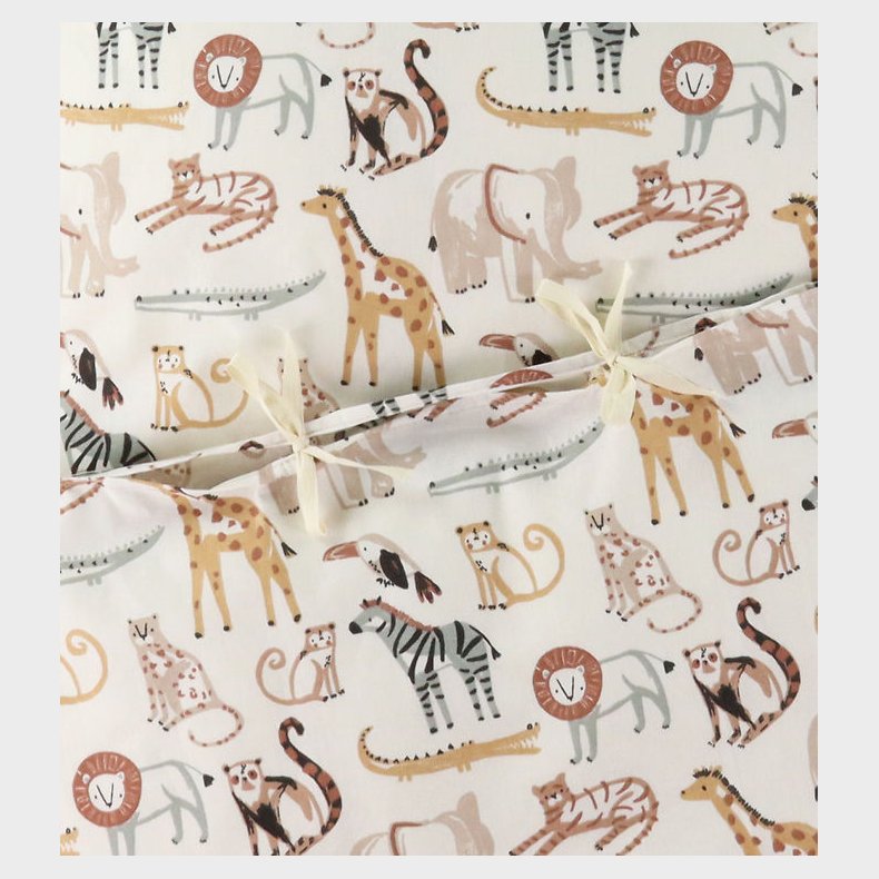 N�rgaard Madsens Senget�j - Voksen - Hvid m. Zoo Dyr