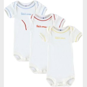 Petit Bateau Bodyer k/� - 3-pak - Hvid m. Print