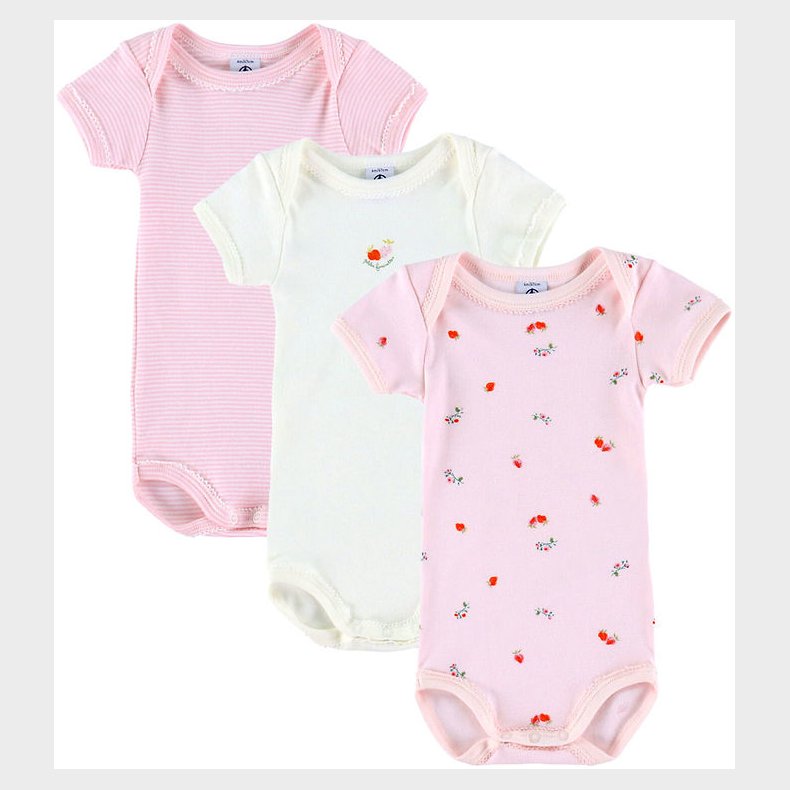 Petit Bateau Body k/� - 3-pak - Hvid/Rosa