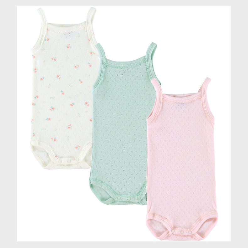Petit Bateau Body u/� - Pointelle - 3-pak - Rosa/Hvid/Gr�n