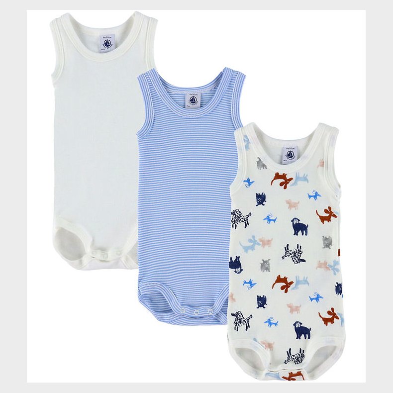 Petit Bateau Body u/� - 3-pak - Hvid/Bl�
