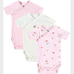Petit Bateau Sl�-om Body k/� - 3-pak - Hvid/Rosa