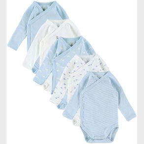 Petit Bateau Sl�-om Body l/� - 5-pak - Hvid/Bl�