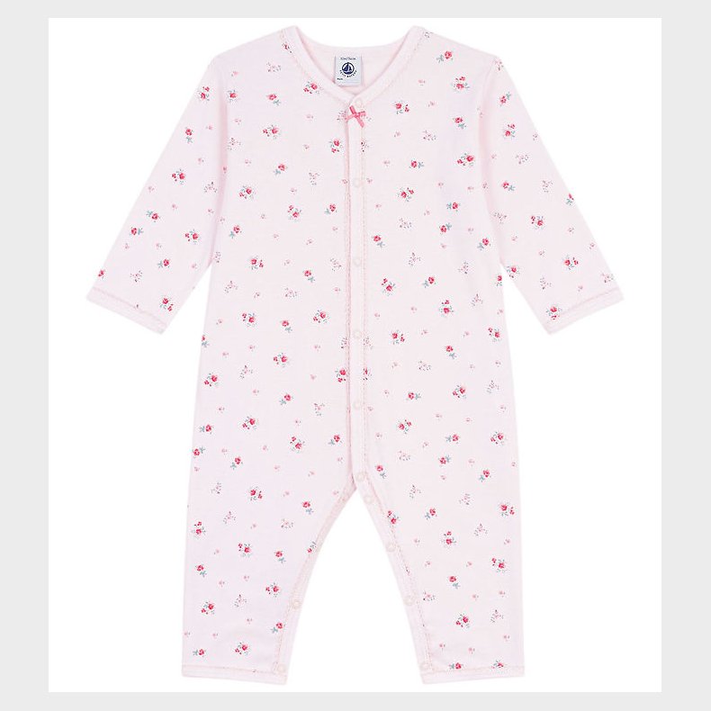 Petit Bateau Natdragt - Rosa m. Blomster