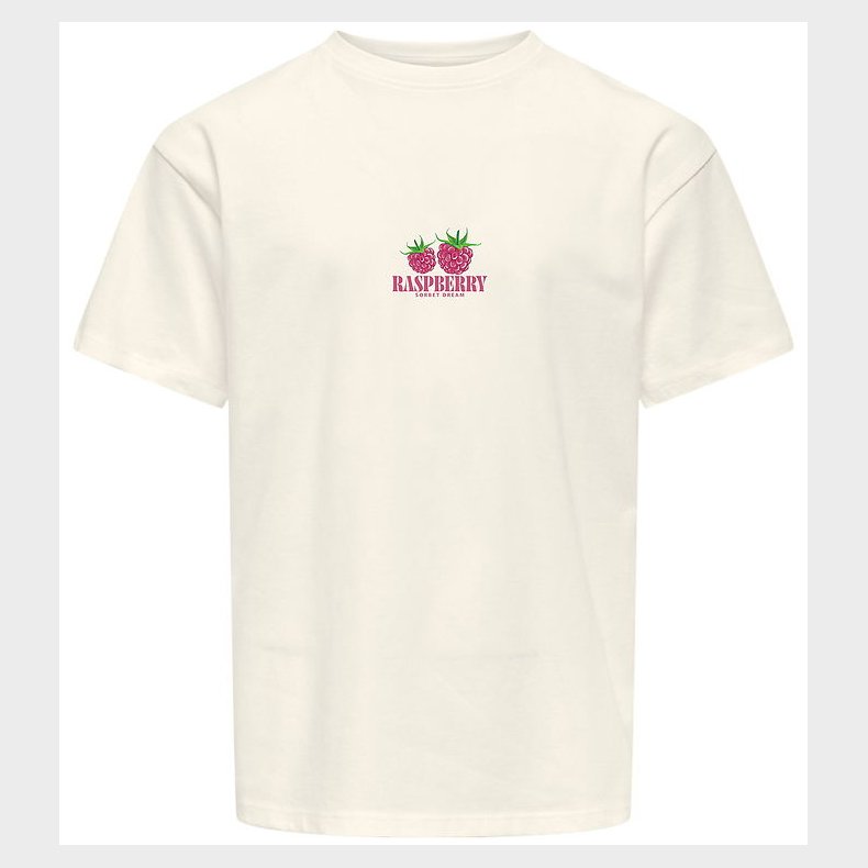 Kids Only T-shirt - KogCarina - Loose - Cloud Dancer/Raspberry