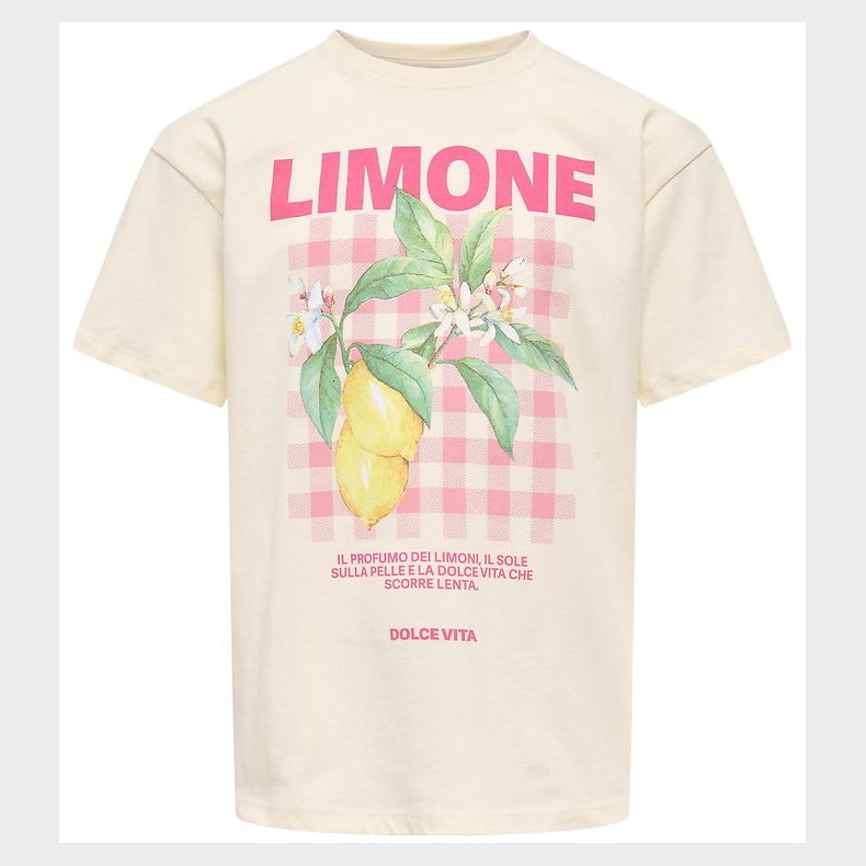 Kids Only T-shirt - KogCarina - Loose - Tofu/Limone