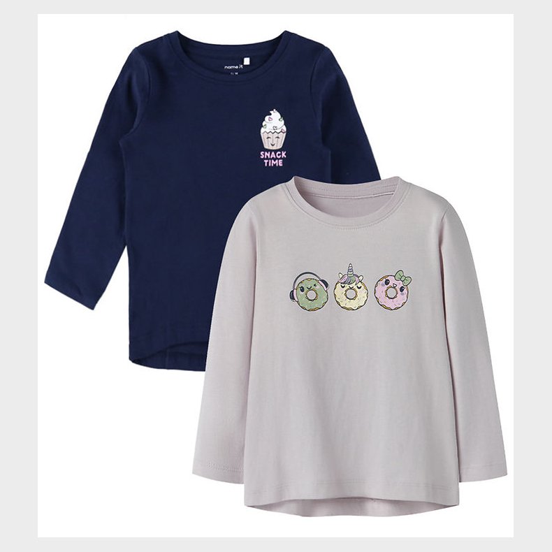 Name It Bluse - 2-pak - NmfViolet - Loose - Navy Blazer/Lilac Ma