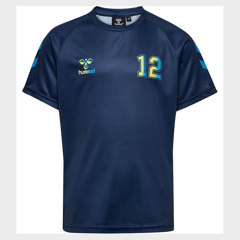 Hummel T-shirt - hmlShimmer - Dress Blues/Limeade