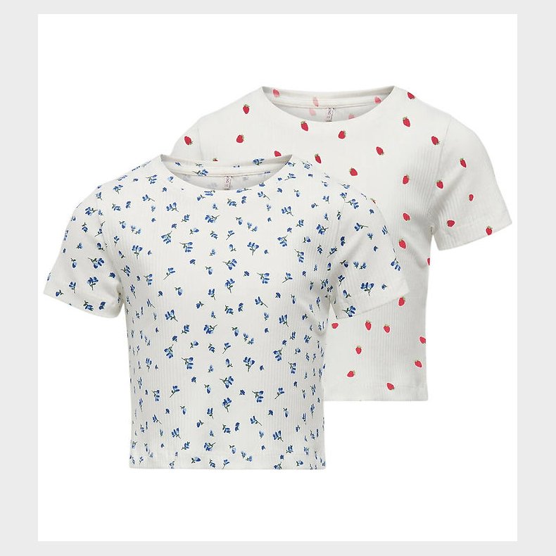 Kids Only T-shirts - Rib - KogBella - 2-pak - Cloud Dancer/Mazar