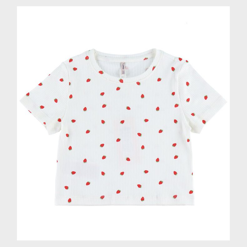 Kids Only T-shirt - Noos - KogBella - Cloud Dancer/Strawberries