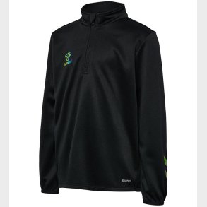 Hummel Sweatshirt - hmlShimmer Half Zip - Black/Limeade
